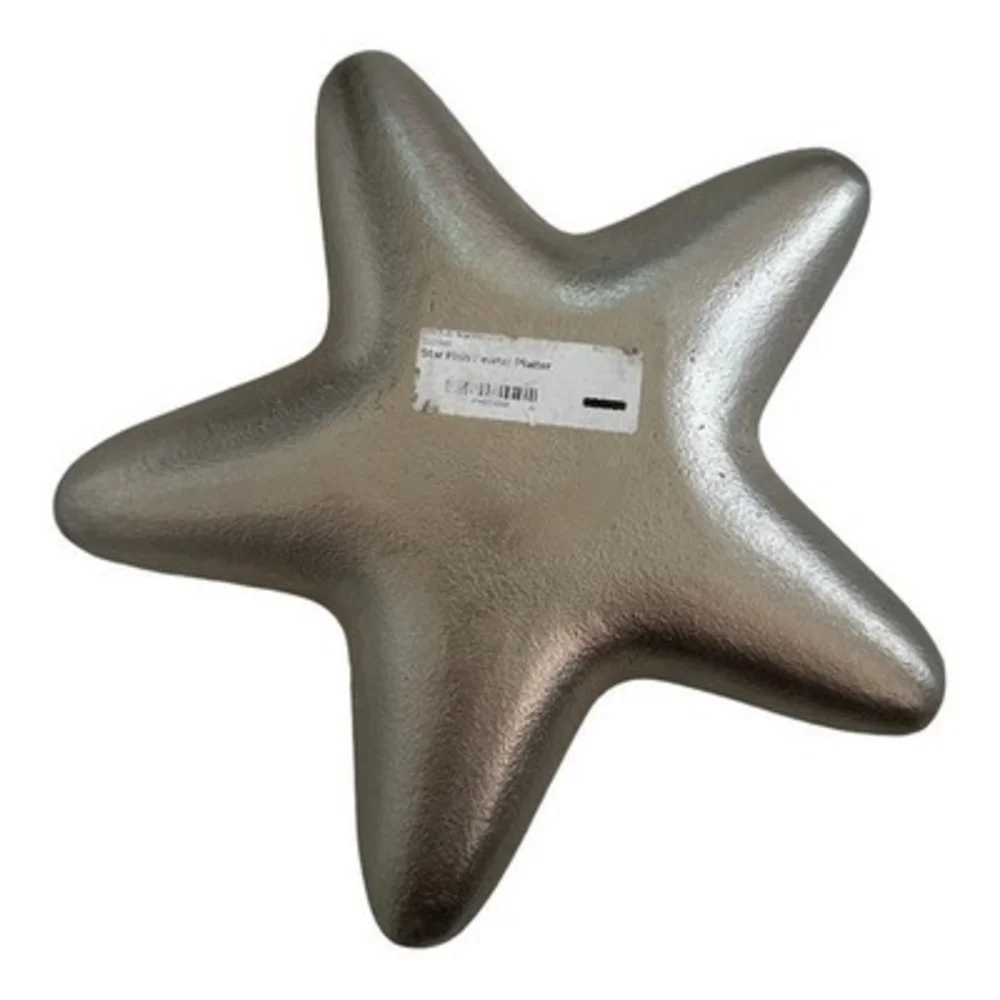 Silver Pewter Starfish Platter 11.5 Candle Holder Serving Plate Jewelry Tray New